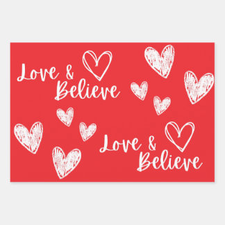 Feuille De Papier Cadeau Love & Believe Saint Valentin cadeau