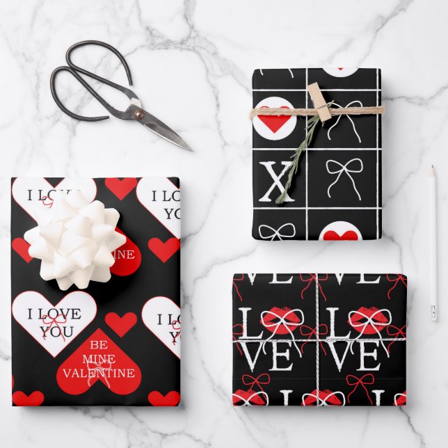 Feuille De Papier Cadeau Love For Valentine's Day  (Recto)