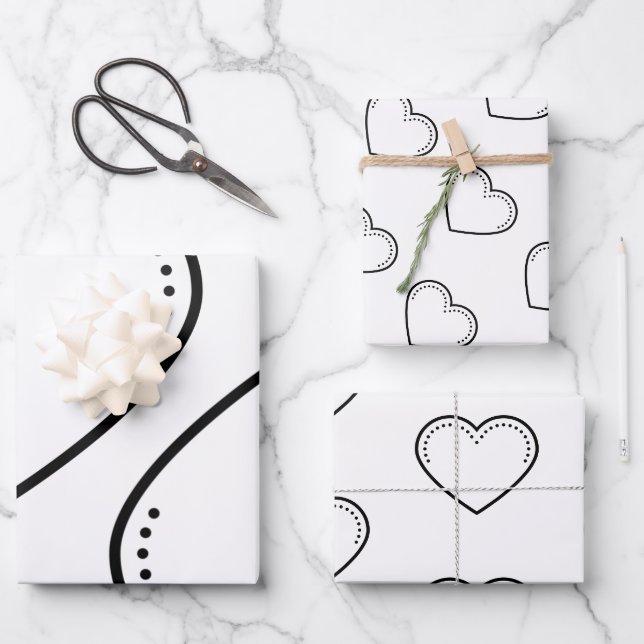 Feuille De Papier Cadeau Love Heart Black Valentine's (Recto)