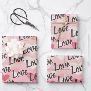 Feuille De Papier Cadeau Love Heart Motif Valentine