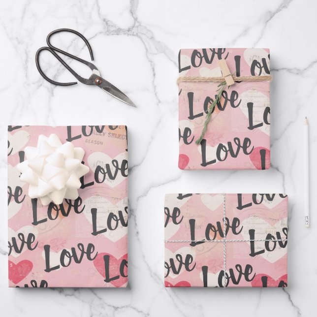 Feuille De Papier Cadeau Love Heart Motif Valentine (Recto)