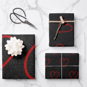 Feuille De Papier Cadeau Love Heart Red Parties scintillant Valentine's Wra