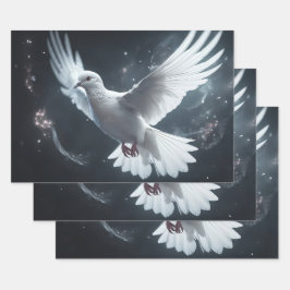 Feuille De Papier Cadeau Lumières scintillantes White Peace Dove