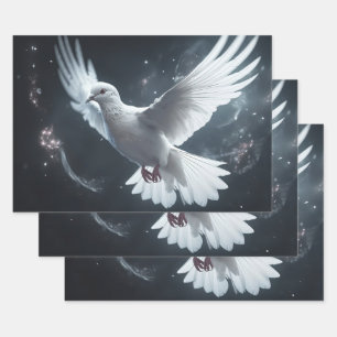 Feuille De Papier Cadeau Lumières scintillantes White Peace Dove