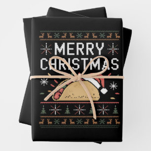 Feuille De Papier Cadeau Luminaires doux Noël Père Noël Taco
