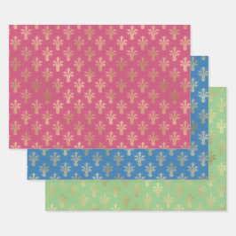 Feuille De Papier Cadeau Lux Gold Fleur de Lis et couleurs tendance 2021
