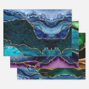 Feuille De Papier Cadeau Lux Peacock Agate & Gold