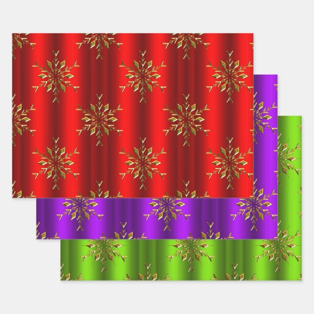 Feuille De Papier Cadeau Luxe Gold Snowflakes Noël (Lot)