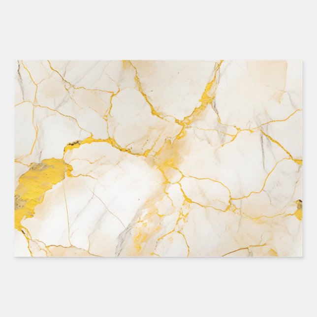 Feuille De Papier Cadeau Luxueux Marble Gold Effet Enveloppe cadeau (Devant)