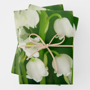 Feuille De Papier Cadeau Lys de la Vallée Fleurs de printemps blanches