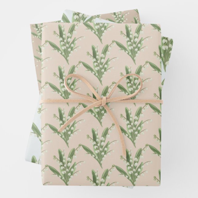 Feuille De Papier Cadeau Lys de la vallée Floral (En situation)