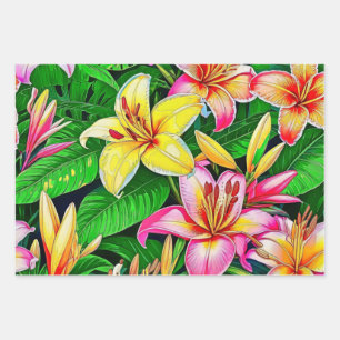 Feuille De Papier Cadeau Lys luxuriants en pleine floraison