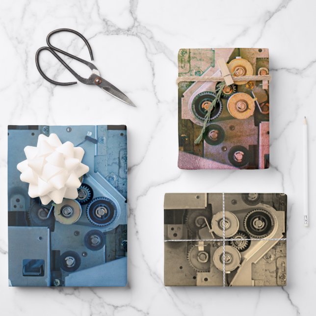 Feuille De Papier Cadeau Machines Bleues Mécanique Robotique Funny Cool Gee (Recto)