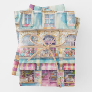 Feuille De Papier Cadeau Magasin de jouets à Paris aquarelle