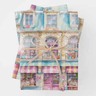 Feuille De Papier Cadeau Magasin de jouets à Paris aquarelle