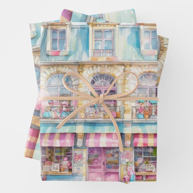 Feuille De Papier Cadeau Magasin de jouets à Paris aquarelle (En situation)