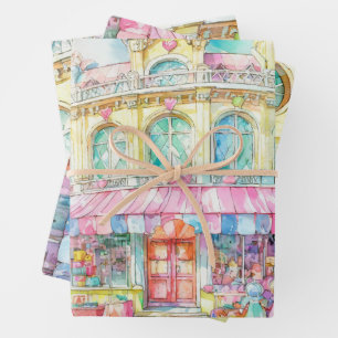 Feuille De Papier Cadeau Magasin de jouets à Paris aquarelle