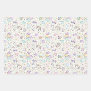 Feuille De Papier Cadeau Magie d'anniversaire licorne – Ballons et gâteaux 