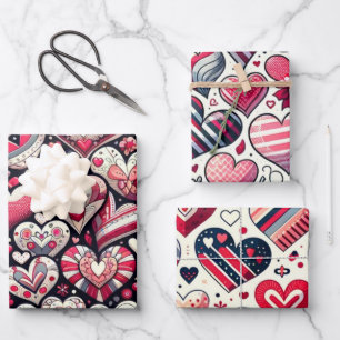 Feuille De Papier Cadeau Magnifique Baie de Coeurs Saint-Valentin