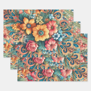 Feuille De Papier Cadeau Magnifique bouquet de fleurs