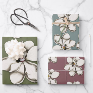 Feuille De Papier Cadeau Magnolia du Sud à Motifs Fleuris