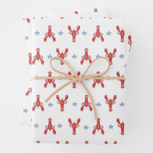Feuille De Papier Cadeau Maine Événement Homard Preppy Côté maritime