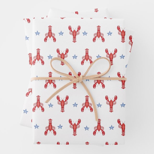 Feuille De Papier Cadeau Maine Événement Homard Preppy Côté maritime (En situation)
