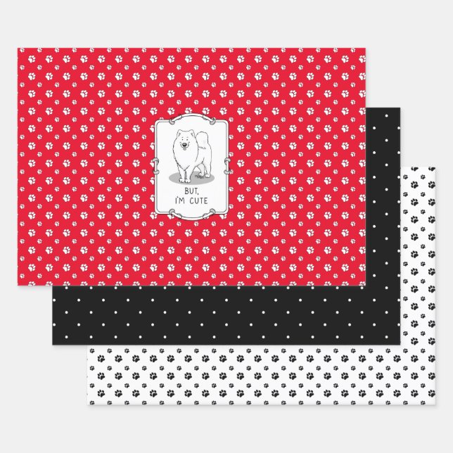 Feuille De Papier Cadeau Mais, je suis mignon Samoyed Dog (Lot)