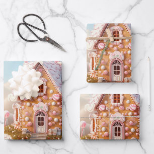 Feuille De Papier Cadeau Maison de pain d'épices Noël