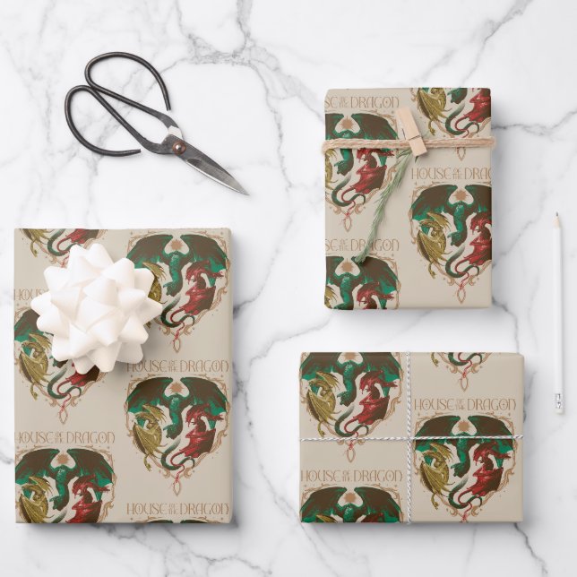 Feuille De Papier Cadeau Maison du Dragon | Bouclier dragon (Recto)