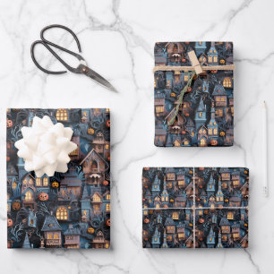 Feuille De Papier Cadeau Maison Hantée Halloween Amusante