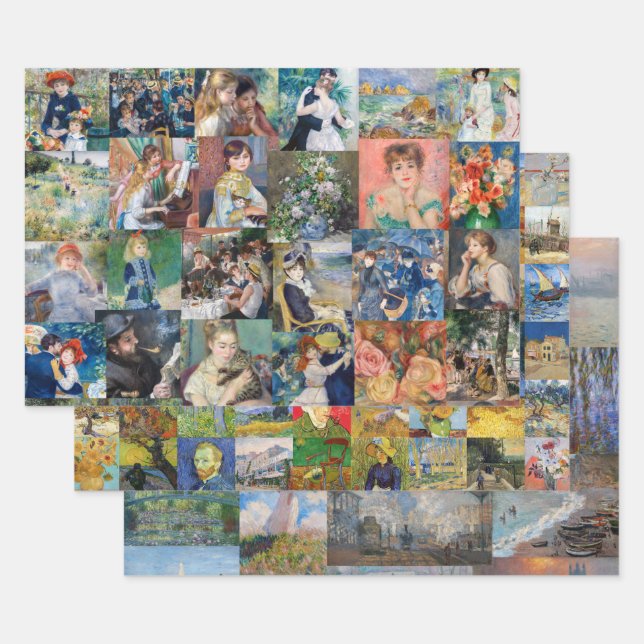 Feuille De Papier Cadeau Maîtres impressionnistes - Chefs-d'oeuvre Patchwor (Lot)