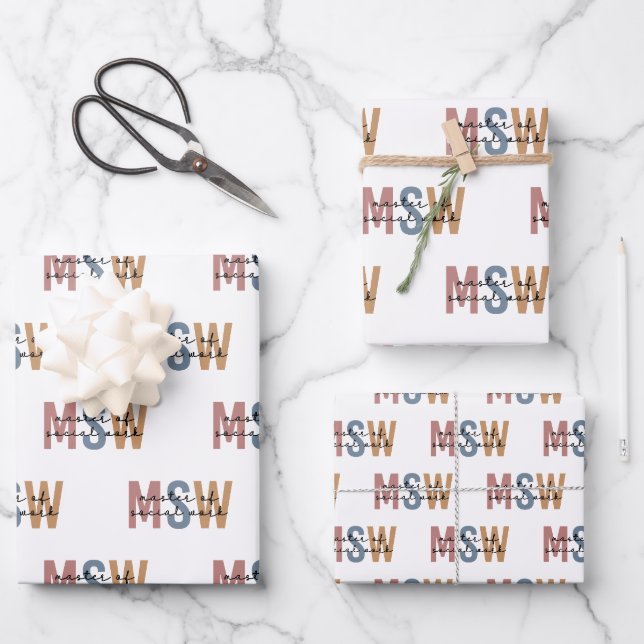 Feuille De Papier Cadeau Maîtrise en travail social - Rétro Graduation (Recto)