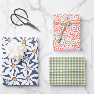 Feuille De Papier Cadeau Make My Daisy - Marine, Corail, Vert