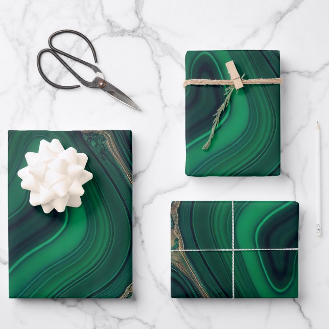 Feuille De Papier Cadeau Malachite Cu6CO3(OH)2 (Recto)