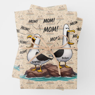 Feuille De Papier Cadeau Maman Mouette Drôle Personnalisé