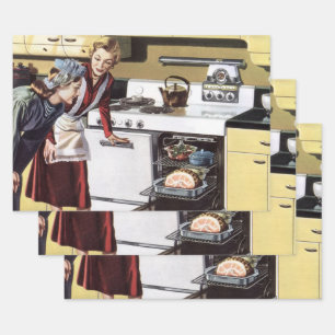 Feuille De Papier Cadeau Maman vintage dans la cuisine cuisine un jambon de