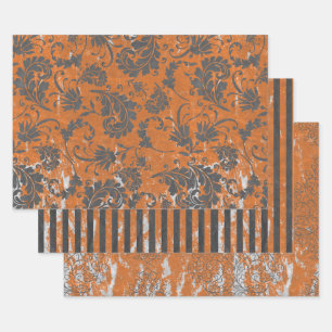 Feuille De Papier Cadeau Manipulé orange et gris