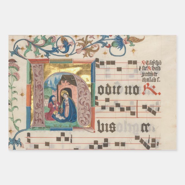 Feuille De Papier Cadeau Manuscrit éclairé (Devant)