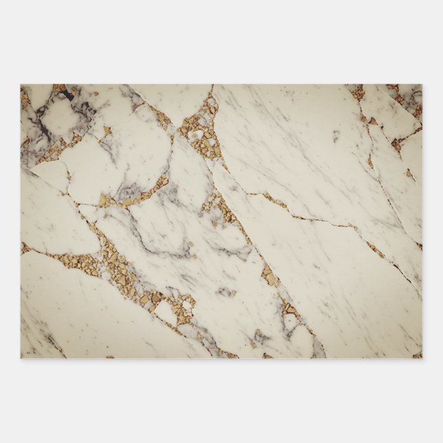 Feuille De Papier Cadeau Marbre blanc Gold Design (Devant)