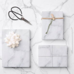 Feuille De Papier Cadeau Marbre blanc Motif Boho Chic