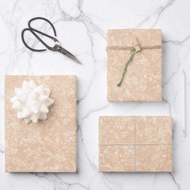 Feuille De Papier Cadeau Marbre de crème beige clair Terrazzo Texture (Recto)