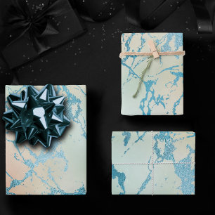 Feuille De Papier Cadeau Marbre de luxe   Belle veine Turquoise jaune et co