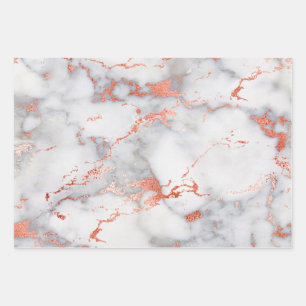 Feuille De Papier Cadeau Marbre d'or blanc et Rose 