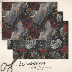 Feuille De Papier Cadeau Marbre élégant en gris rouge et or Découpage