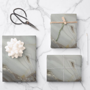 Feuille De Papier Cadeau Marbre gris avec Veine or