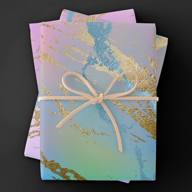 Feuille De Papier Cadeau Marbre millénaire | Playbow Pastel Ombre (Créateur téléchargé)