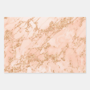 Feuille De Papier Cadeau Marbre Parties scintillant or blanc et Rose