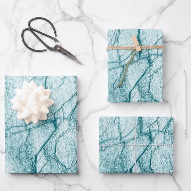 Feuille De Papier Cadeau Marbre turquoise foncé (Recto)