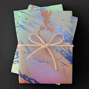 Feuille De Papier Cadeau Marbre Vivant   Aquarelle Pastel Colorée et Audaci